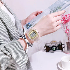 New Fashion Transparent Digital Watch Square Women Watches