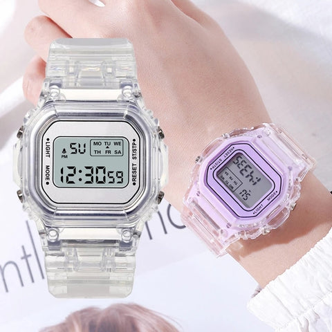 New Fashion Transparent Digital Watch Square Women Watches