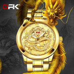 Embossed dragon waterproof watches